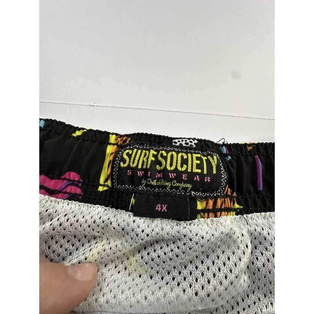 Surf Society 90's Geometric Style Swim Shorts Mens Large*‎